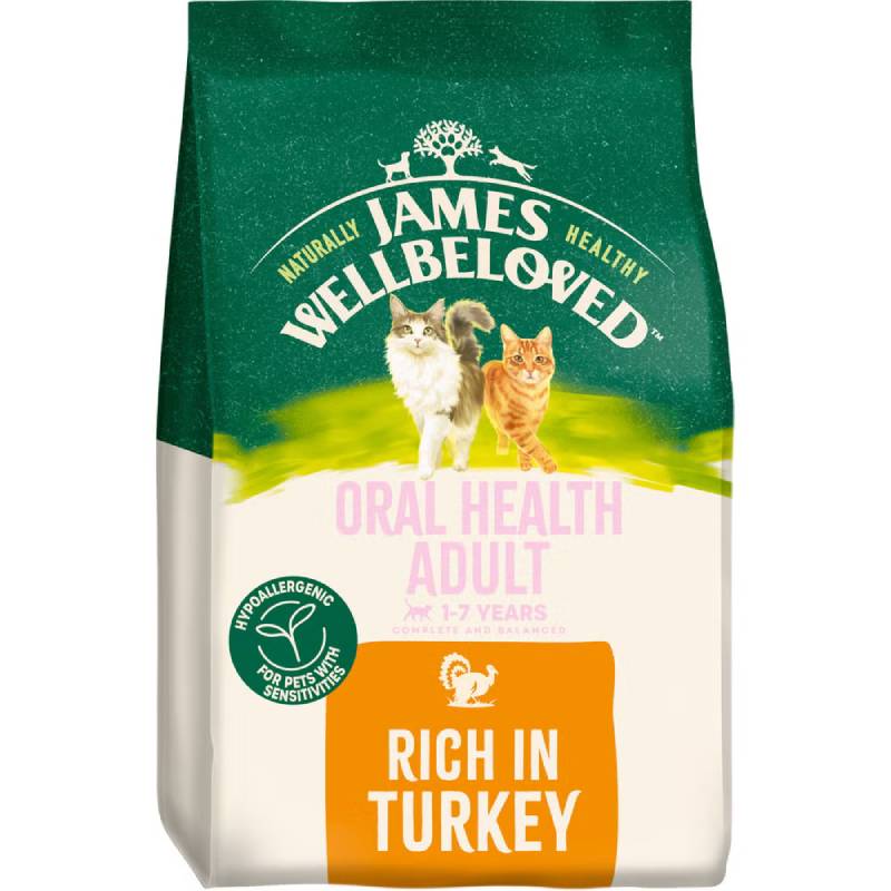 James Wellbeloved Cat Adult Oral Health Turkey 1.5kg supports your cat’s oral health.