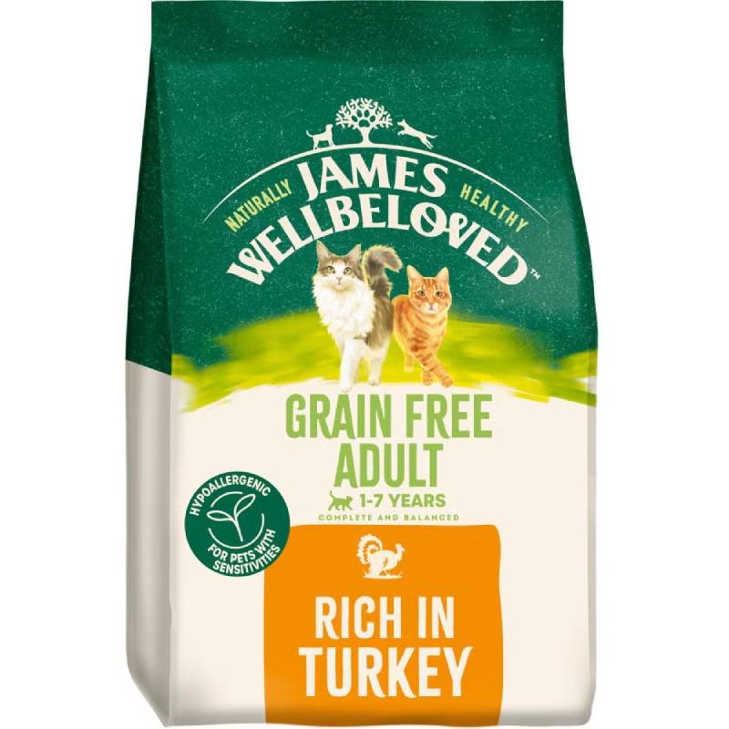 James Wellbeloved Grain Free Turkey Cat Food for adults aged 1-7, 1.5kg.