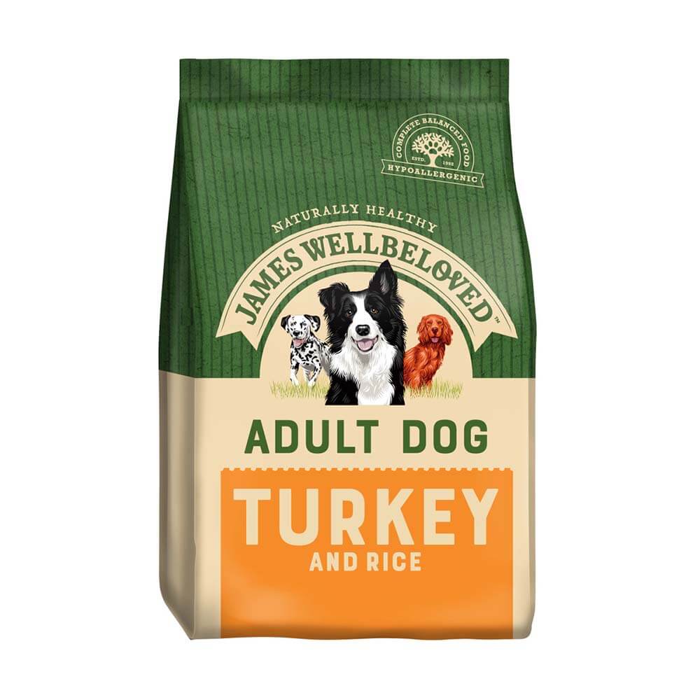 James Wellbeloved Turkey &amp; Rice Adult: hypoallergenic, complete dog food.