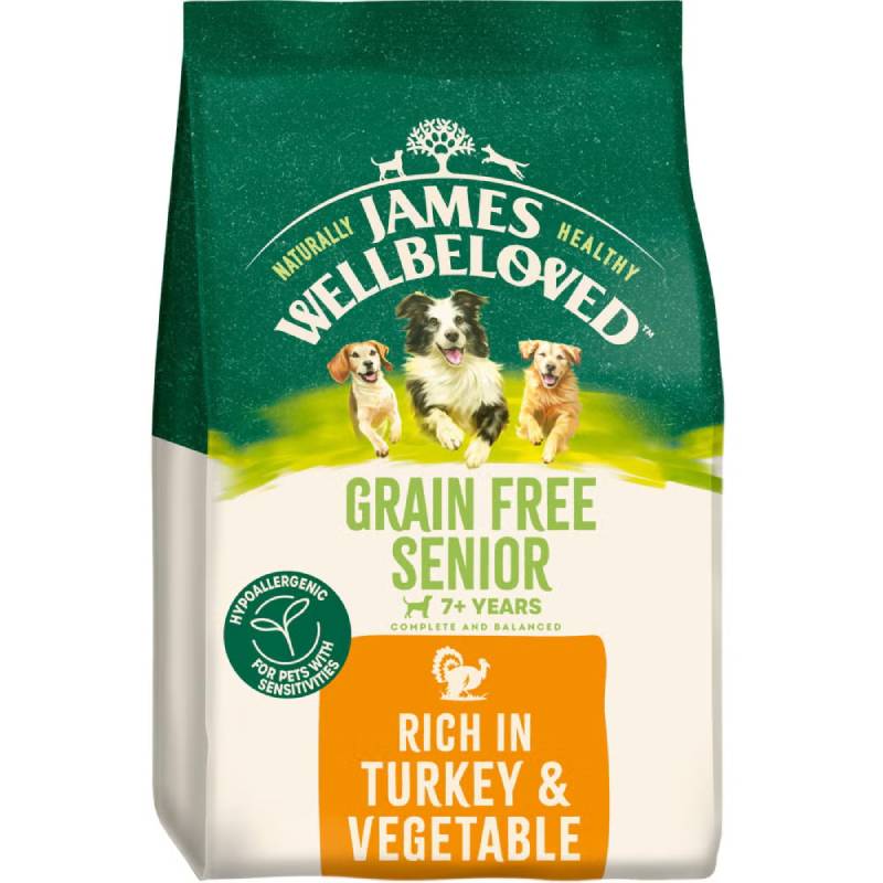James Wellbeloved Turkey & Veg Senior dog food, hypoallergenic and grain free.