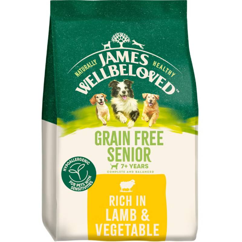 James Wellbeloved Lamb & Veg Senior dog food, hypoallergenic and grain free for seniors.