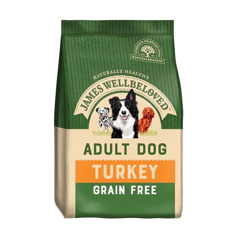 James Wellbeloved Turkey &amp; Veg Adult hypoallergenic dog food for adults.