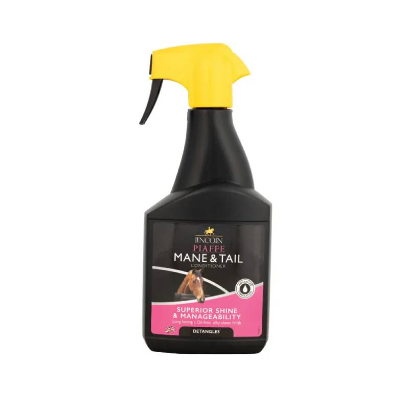 Lincoln Piaffe Mane & Tail Conditioner 500ml by Lincoln, detangling spray with yellow nozzle.