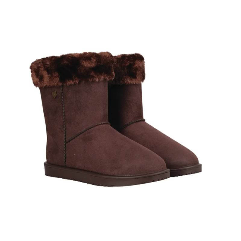 Hy Equestrian Hy Chisworth waterproof fleece fur boots for adults in chocolate.