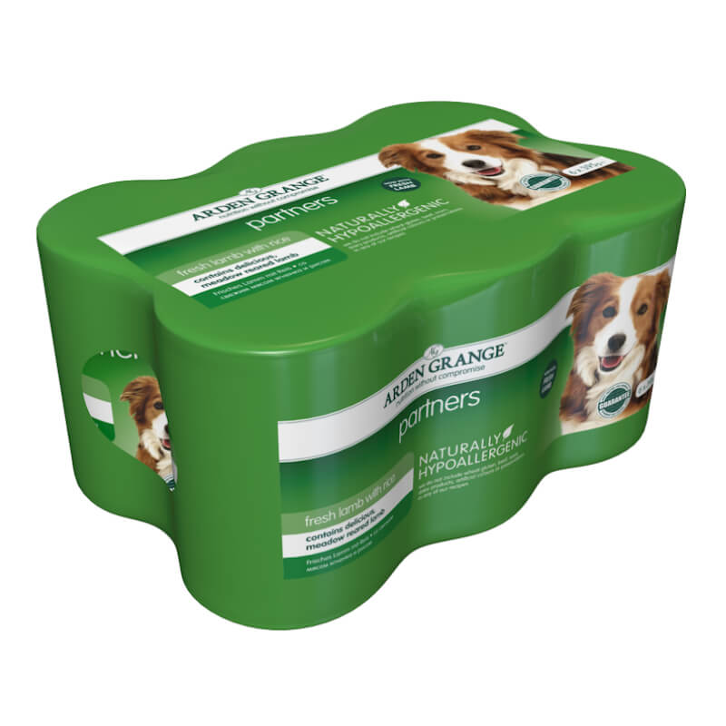 Arden Grange Partners Dog Lamb &amp; Rice 6x395g hypoallergenic food for adult dogs.