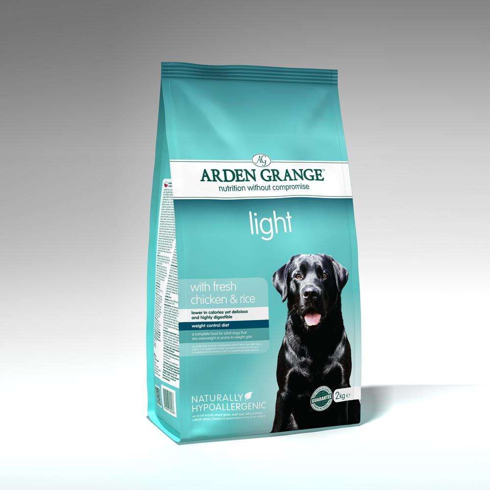 Arden Grange Light teal bag, super premium dog food for adults, great for weight control.