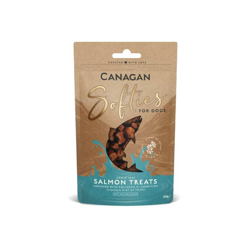 Canagan Dog Softies Salmon 200g treats for dogs in a resealable pouch.