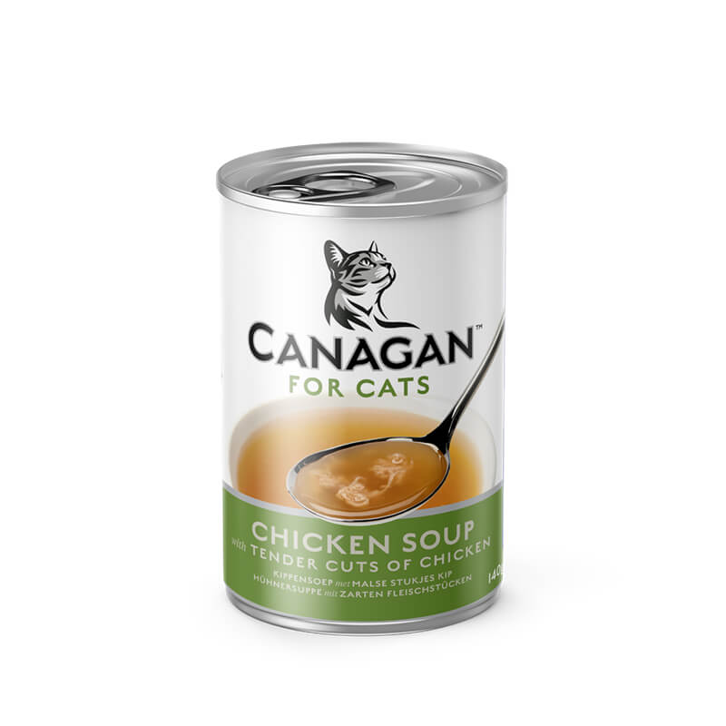 Canagan Chicken Cat Soup 140g hydrates and nourishes your cat with quality protein.