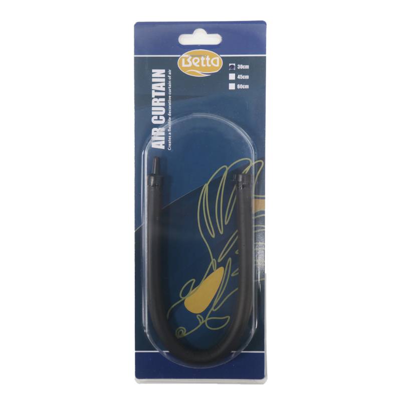 Betta Air Curtain 30cm by Betta, black flexible tube with packaging on blue background.