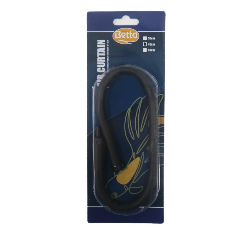Betta Air Curtain 45cm for aquariums, in packaging with blue and yellow fish design.
