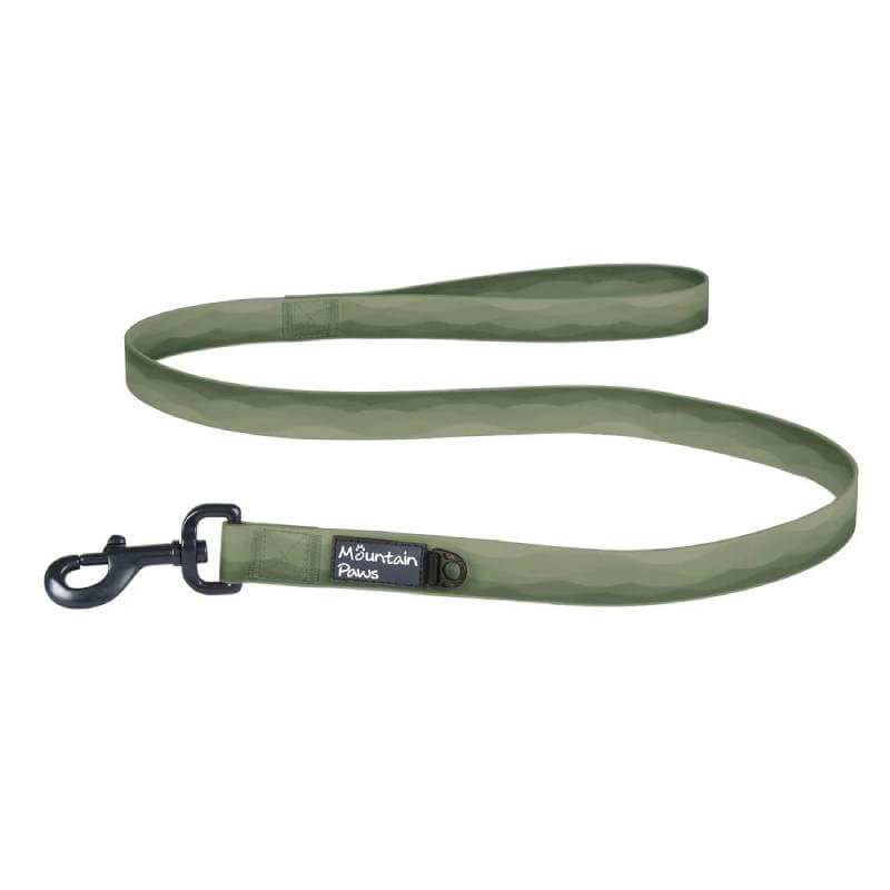 Mountain Paws Waterproof Lead Green: durable, quick-drying dog lead with black clip and label.