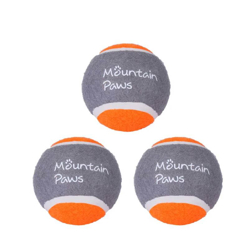 Mountain Paws Dog Tennis Balls 3pk—gray and orange, perfect fetch toys for your pup.