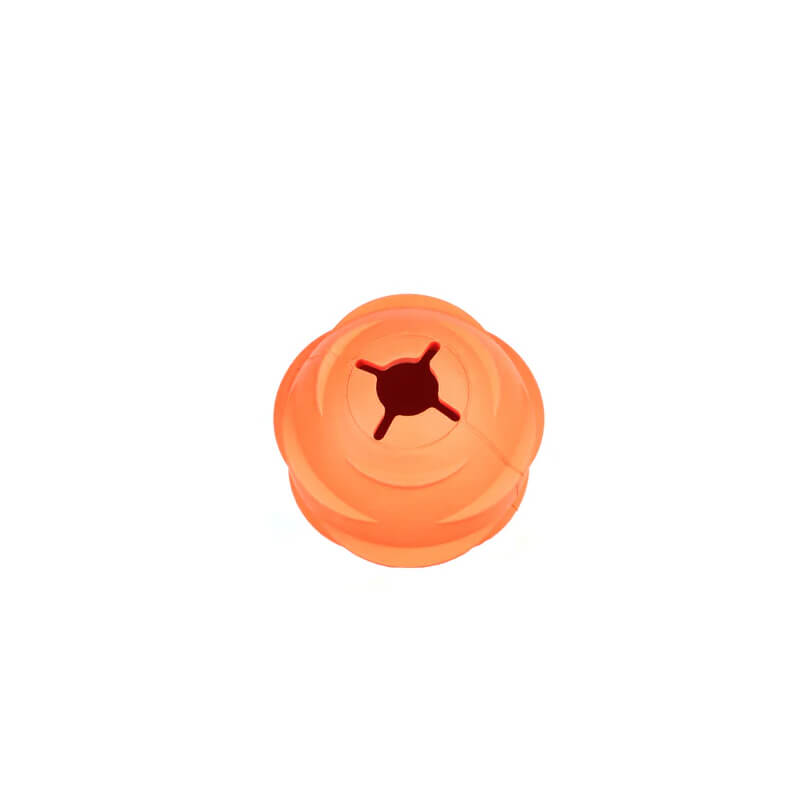 Mountain Paws Dog Wave Treat Ball Dispenser: Durable orange flower toy with star-shaped opening.