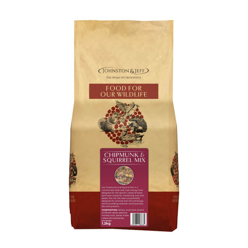 Johnston & Jeff Chipmunk and Squirrel Mix 1.2kg—high-energy nuts and seeds for small pets.