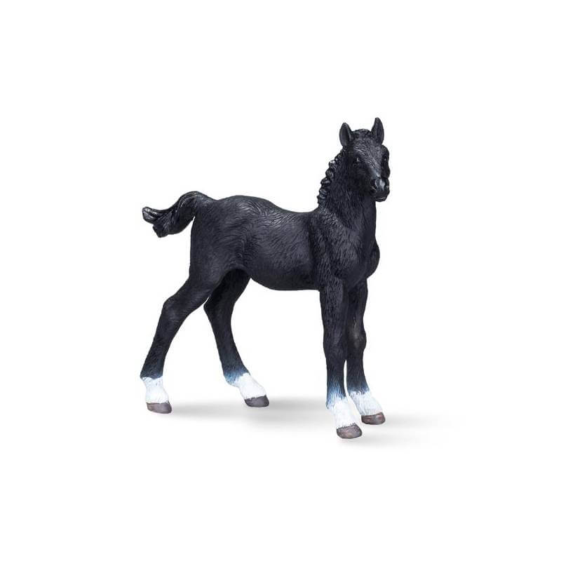 Mojo Hanoverian Foal Black Toy Model Horse by Mojo stands on a white background.