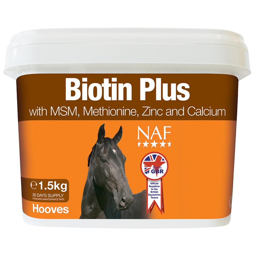 NAF Biotin Plus 1.5kg supports hoof health in horses.