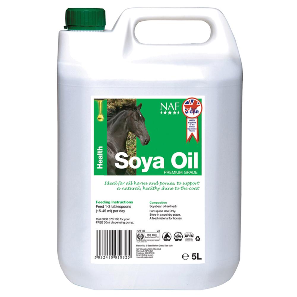 NAF Value Soya Oil 5Ltr—supports horses’ health and coat; ideal equine supplement.