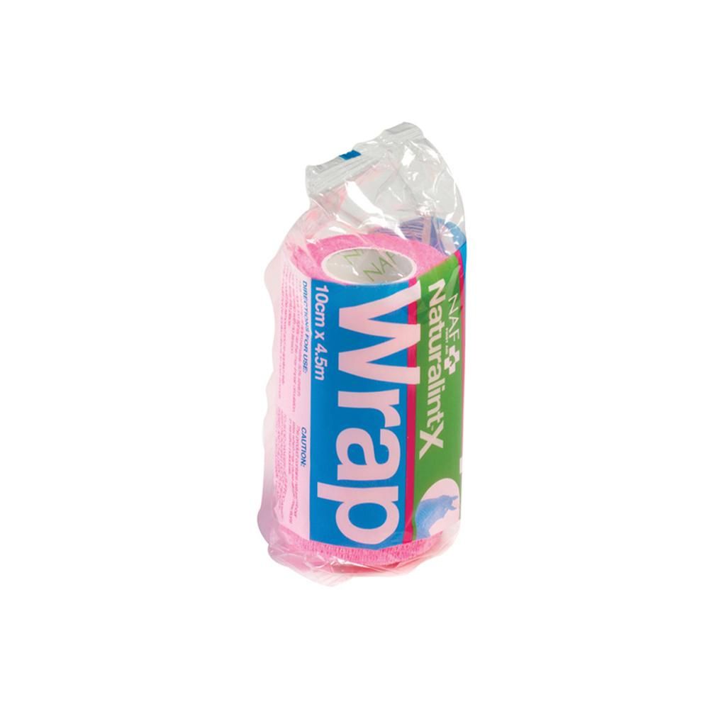 NAF Naturalint-X Wrap 10cm x 4.5m pink bandage roll in clear packaging.