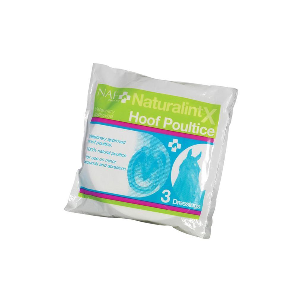 NAF Naturalint-X Hoof Poultice 3Pk for horse hoof care, includes 3 dressings.