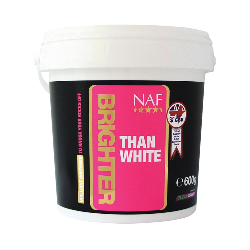 NAF Brighter Than White Whitener, 600g tub, pink and black label.