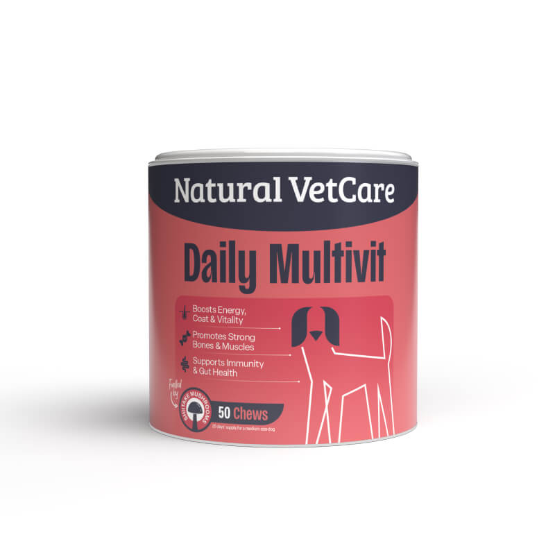 A container of NAF NVC Daily Multivit 50 chews, 225g.