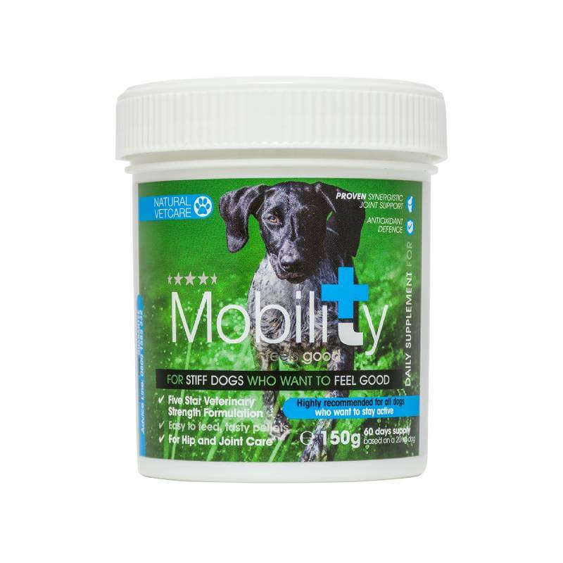 NAF NVC Dog Mobility Pellets 150g for joint health support in dogs.