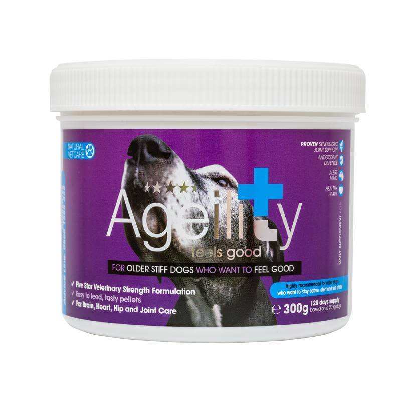 NAF NVC Ageility Large 300g cognitive support for older dogs, black dog on label.