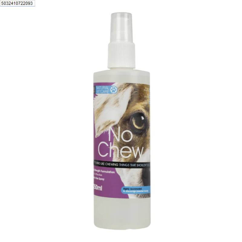 NAF NVC Dog No Chew Spray 250ml, anti-chew formula with dog face label on spray bottle.