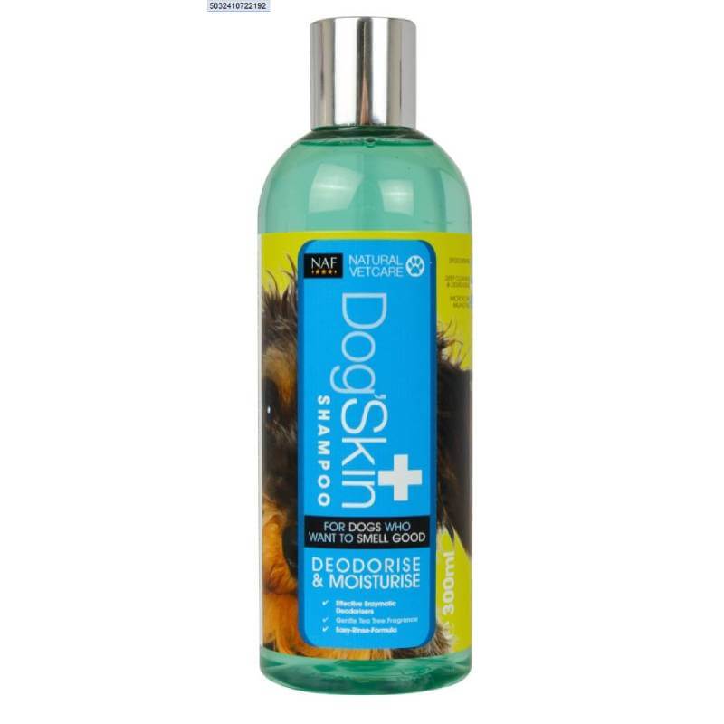 NAF NVC Dog Skin Shampoo 300ml, moisturises and deodorises, blue label.