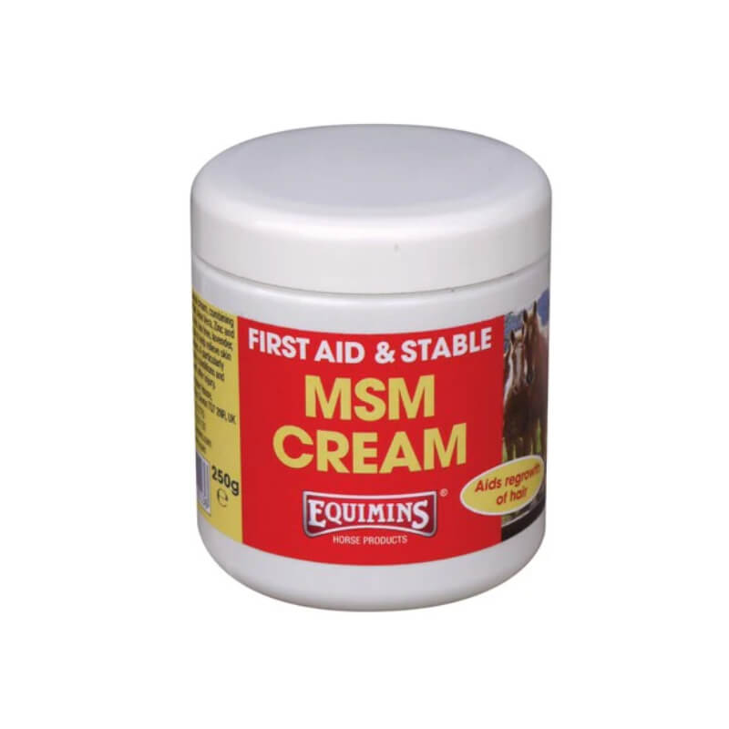 Equimins Ltd MSM Cream 250ml white tub for horse skin care, First Aid &amp; Stable.