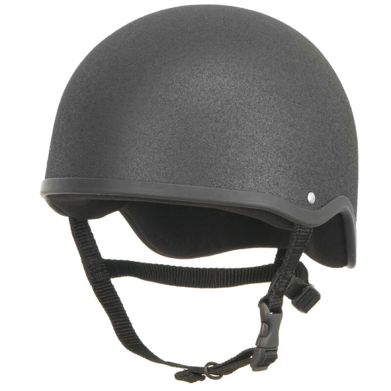 Champion Junior Plus Jockey Helmet Black by Champion, matte finish, with chin strap shown.