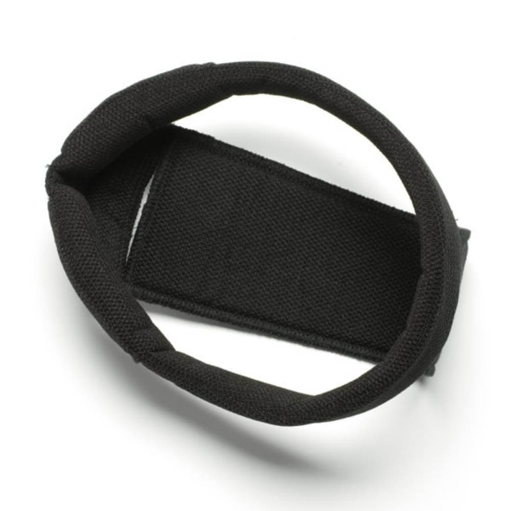 Charles Owen Replacement Headband: black fabric with padded circular handle for helmets.