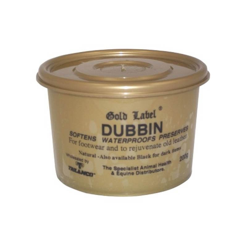 Gold Label Dubbin Natural 200g conditions leather and provides waterproof protection.