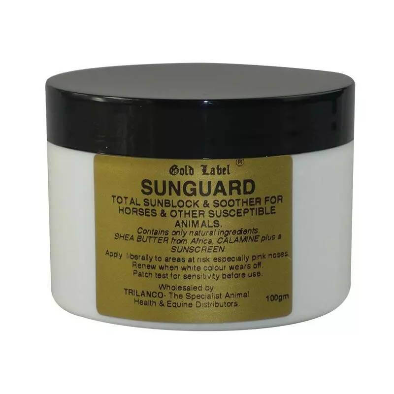 Gold Label Sunguard 100ml horse sunblock for equine skin protection.
