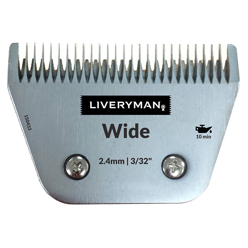 Liveryman A5 Blade Wide 2.4mm with oiling icon and two visible screws.