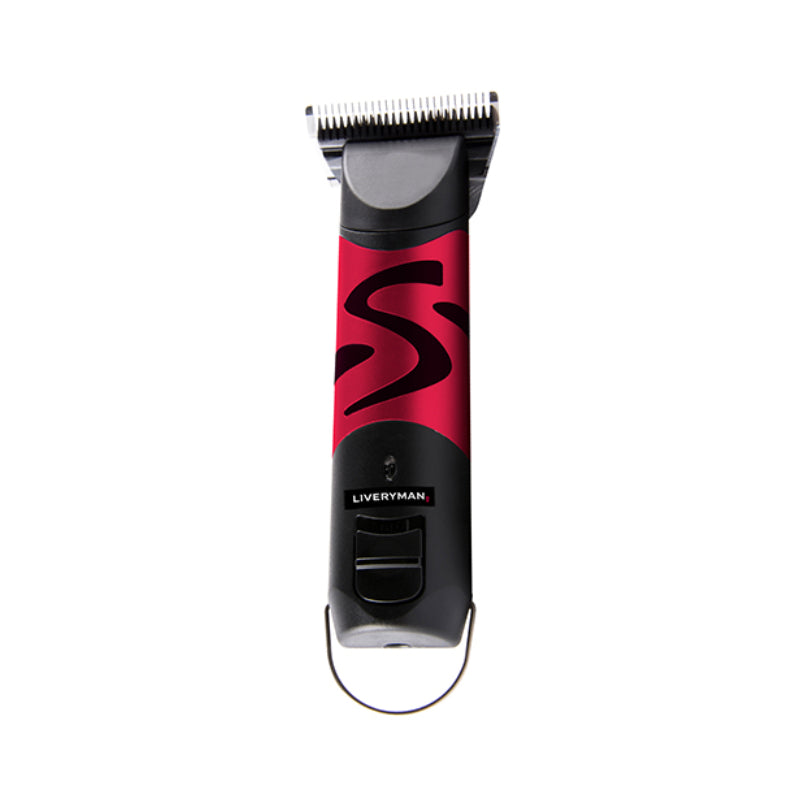 Red and black Liveryman Harmony Plus clipper with wide fine 2.4mm blade and base loop.