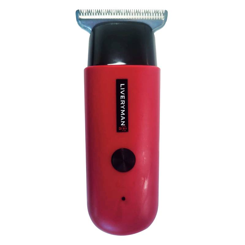 The Liveryman Robin Trimmer is a quiet, compact red and black electric animal trimmer.