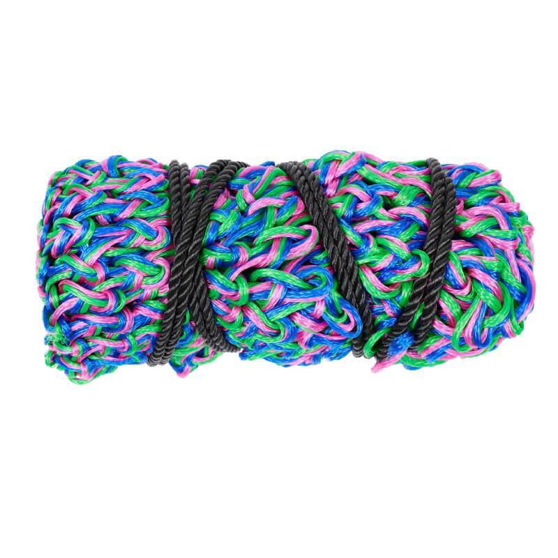 The Elico Tiverton Haynet (Triple Cord) is a multicolored slow feeder for horses.