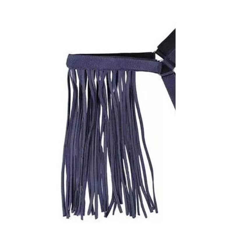JHL Jhl Halter Fringe Navy Pony for horse fly protection on a white background.
