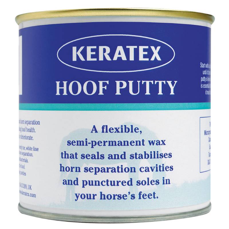 Keratex Hoof Putty 200g seals cavities and repairs hooves after horse abscesses.