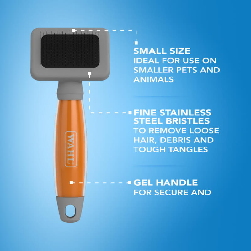 Wahl Small Slicker Brush with orange gel handle for comfort by Wahl.