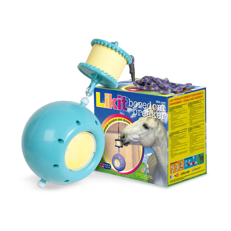 Likit Boredom Breaker by Likit—blue & yellow horse toy with holder included.