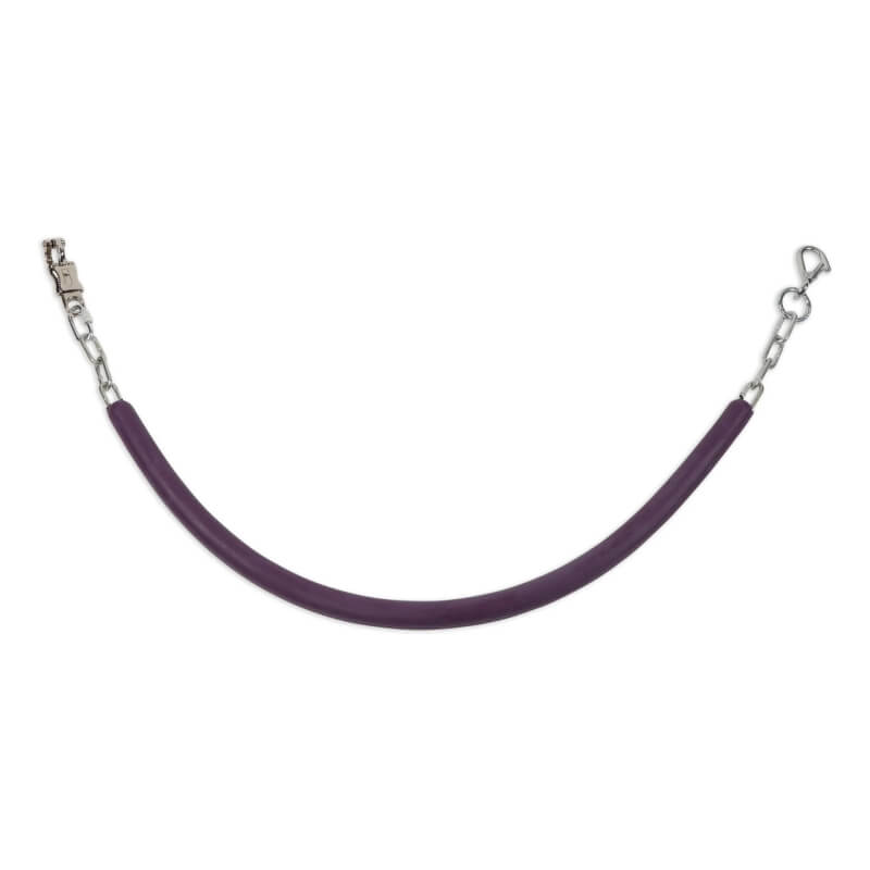 Shires EZI-KIT stall chain, curved, purple, rubber-coated with panic clips, by Shires.