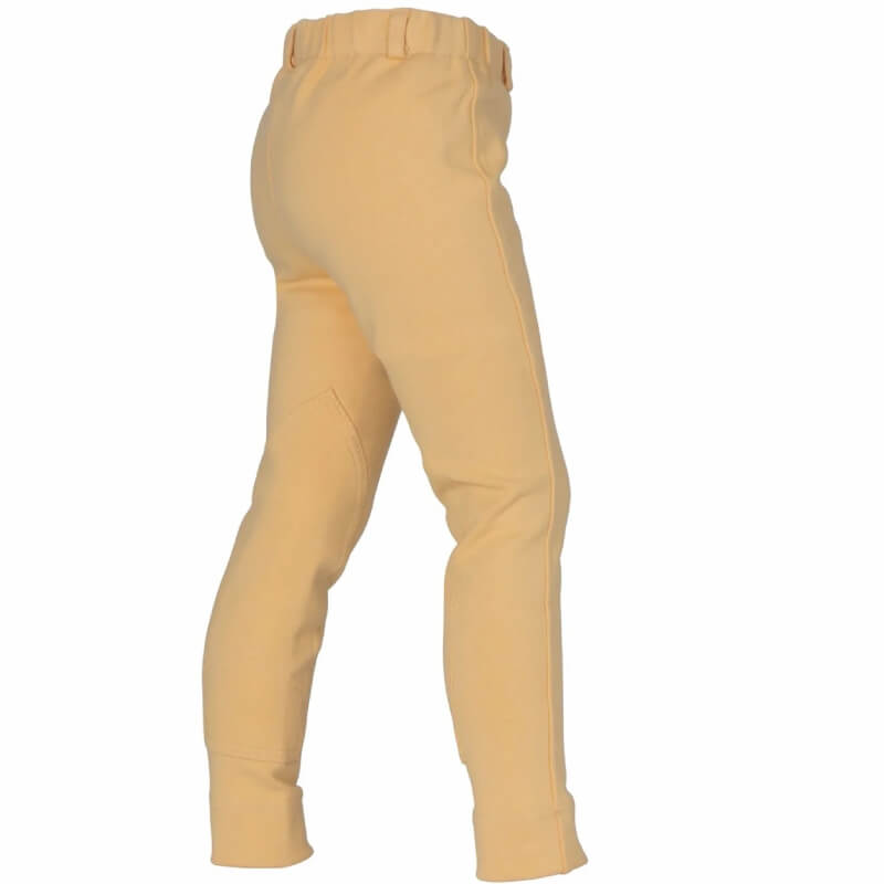 Shires Wessex Childs Jodhpurs in canary, shown from the back on a white background.
