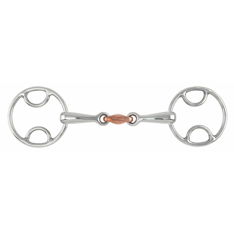 Shires Bevel Bit with Copper Lozenge features round rings and a copper lozenge center link.