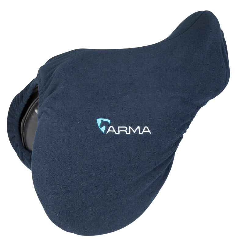 Shires ARMA Fleece Saddle Cover Navy 17-18" offers soft protection for your saddle.