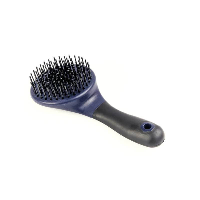 Ezi-Groom Shires Grip Mane & Tail Brush in navy with soft handle on a white background.