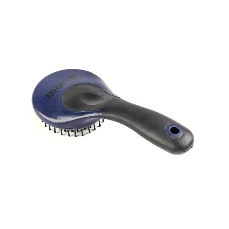 Ezi-Groom Shires Ezi Groom Grip Mane &amp; Tail Brush Navy with a soft grip handle on white.