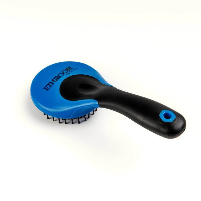 Shires Ezi Groom Grip Mane &amp; Tail Brush Bright Blue by Ezi-Groom with bristles and curved handle.