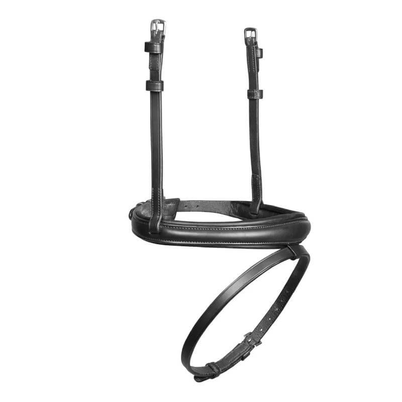 Velociti Rapida Padded Raised Flash Noseband in black, adjustable, made from vegetable tanned leather.